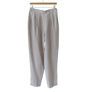 CW Womens Light Gray Silk Pants Trousers 10 Straight Leg Quiet Luxury Office
